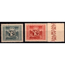 1945 og 1947. Liechtenstein. Våben og farveændring. Postfrisk.